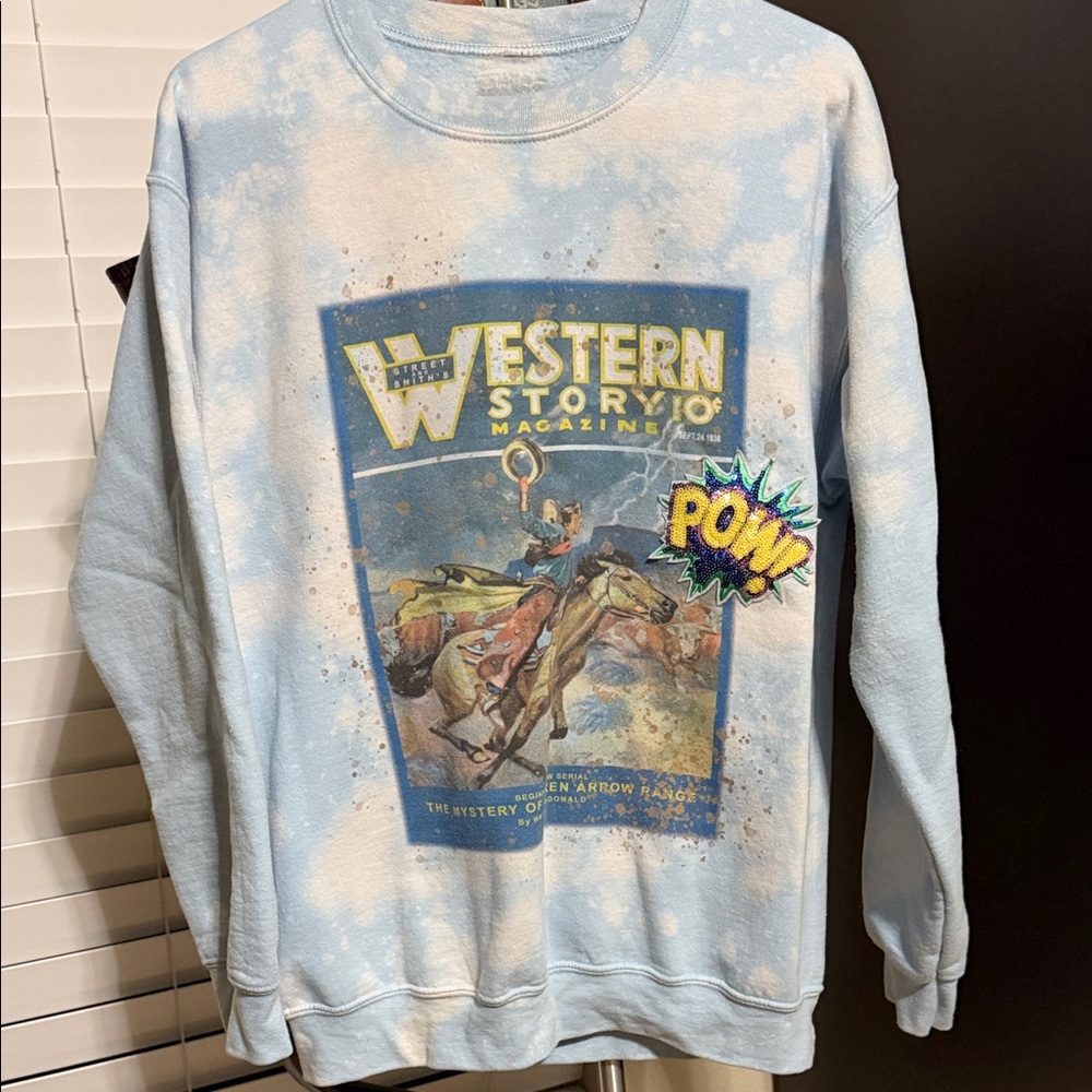 Western Story Magazine Blue Sweater